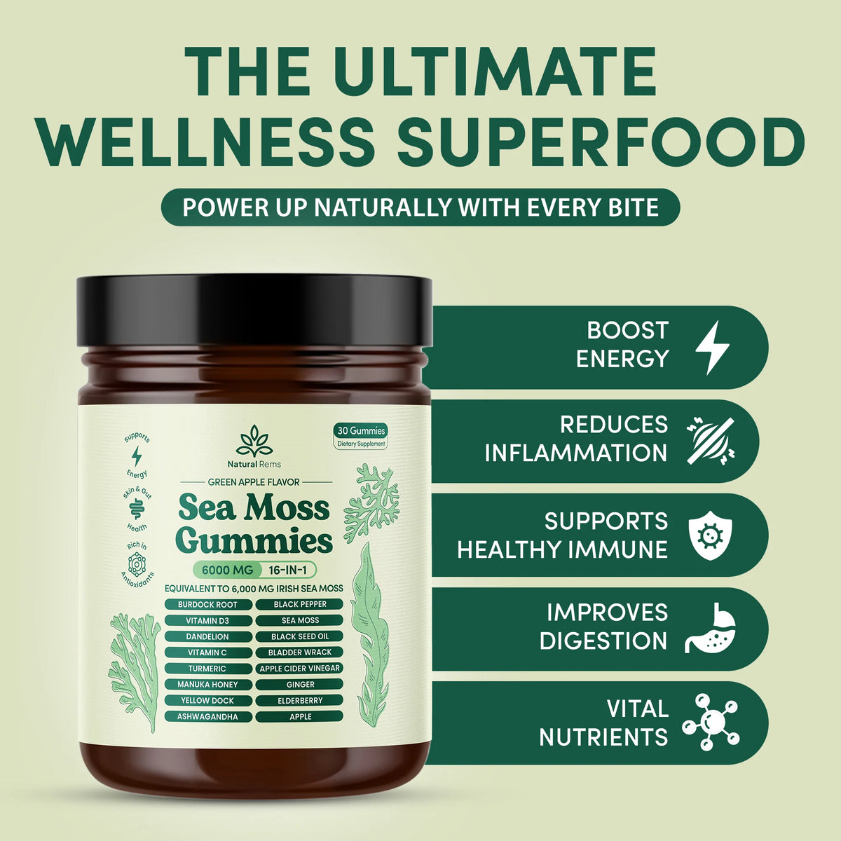 Sea Moss 16-In-1 Gummies To Clear Mucus & Restore Respiratory Health